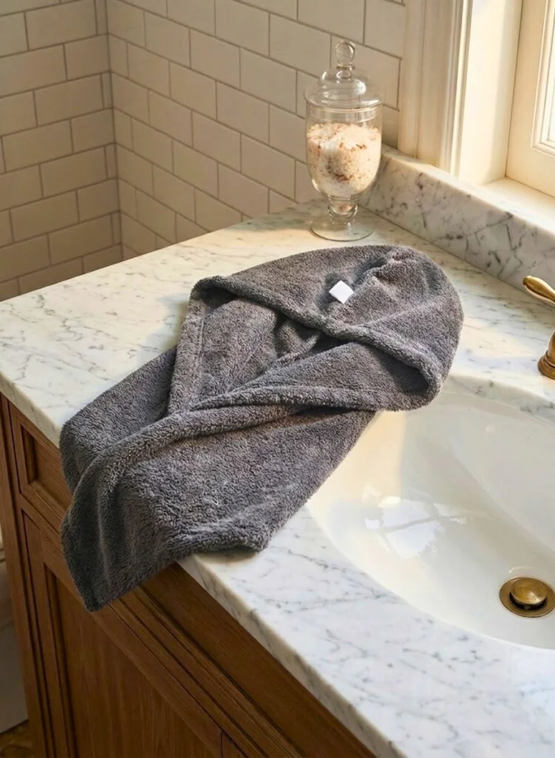 1Chase grey 100% Cotton Terry Hair Towel Wrap – Quick Dry Head Towel, Grey  | Best Price UAE