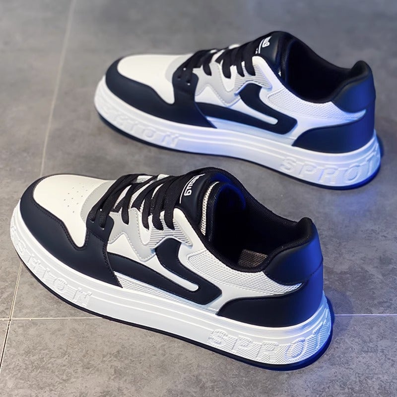 Men'S Shoes Autumn Shoes Men'S Mesh Breathable Boys' Board Shoes Black And White Casual Sports Shoes White Shoes For Men - Image 1