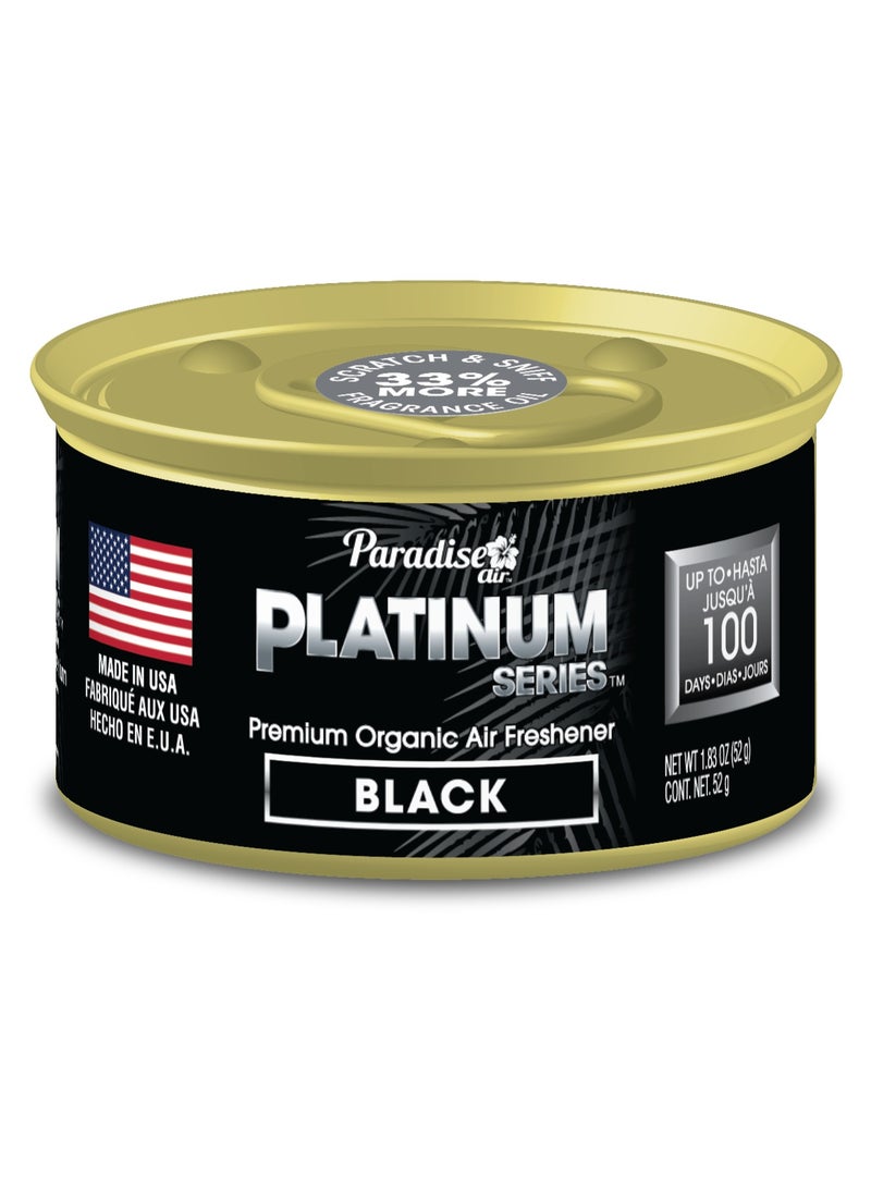 Paradise Platinum Series Premium Organic Air Freshener Black- Spill-Proof Scented Tin for Home, Office & Auto - 1.5oz Can (Made in USA)