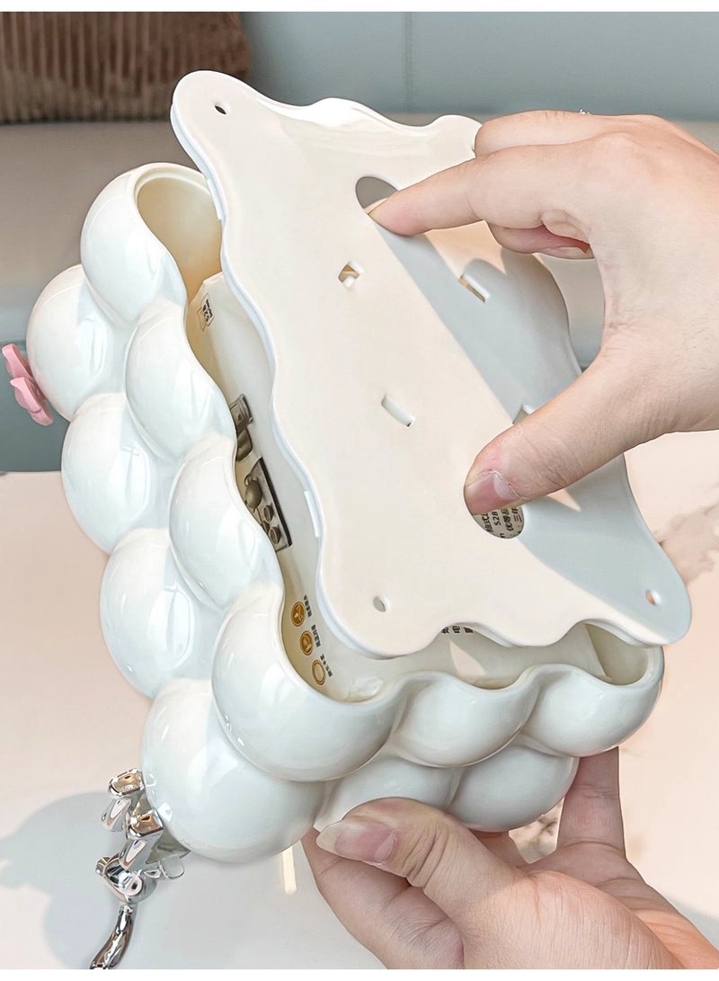 دائرة مربعة علبة مناديل بتصميم فقاعات أنيق – ستايل إنستغرام، ديكور عصري لغرفة المعيشة وغرفة النوم (أبيض) - Image 4