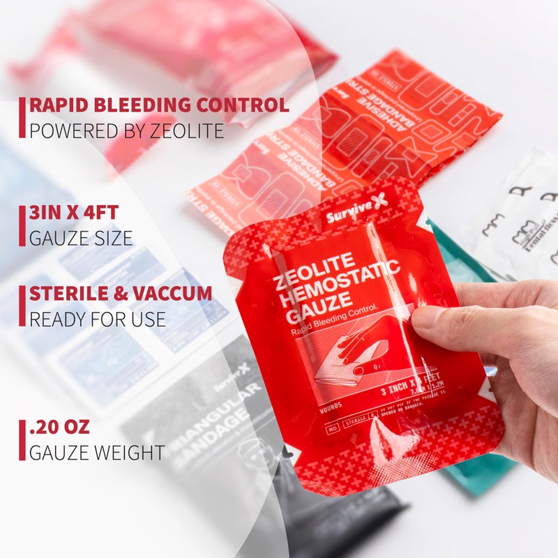 Survivex Hemostatic Gauze - Quick Blood Clotting Gauze for Wounds - Trauma Kit Hemostatic Dressing - 3 in x 4 FT - 2 PCS - Image 3