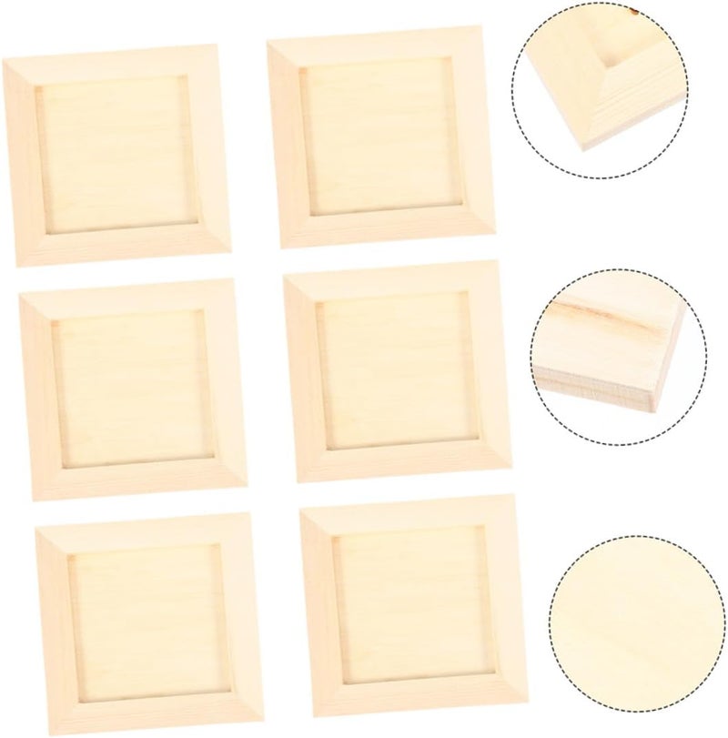 Cabilock Picture Frames 12X12Cm Wooden Clay Craft Frames for Artwork Display with Pine Wood Tabletop 5pcs for S Painting Projects - Image 3