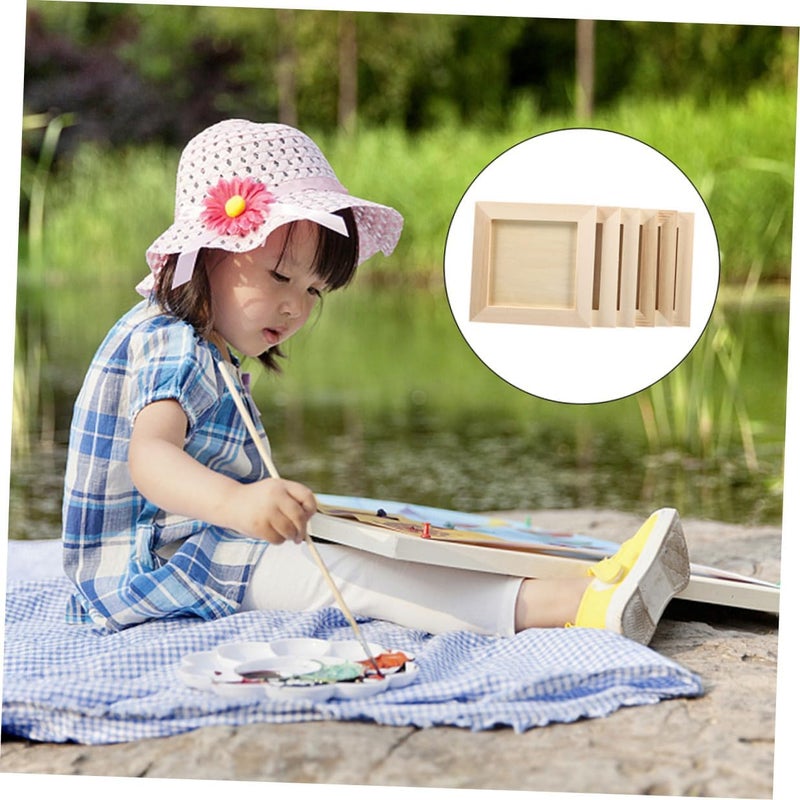 Cabilock Picture Frames 12X12Cm Wooden Clay Craft Frames for Artwork Display with Pine Wood Tabletop 5pcs for S Painting Projects - Image 4