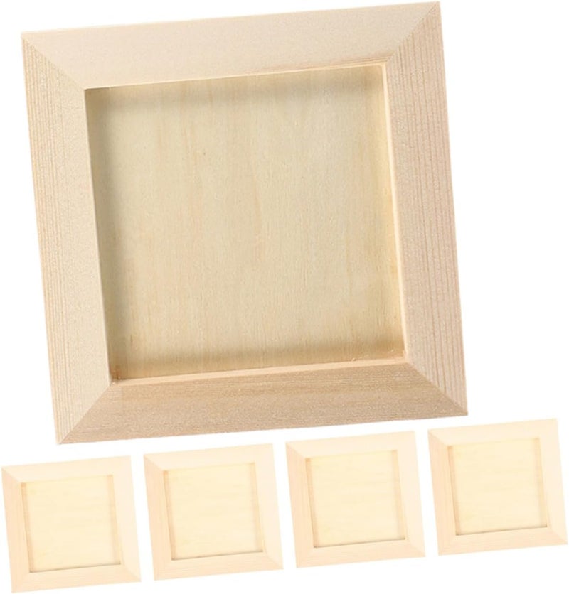 Cabilock Picture Frames 12X12Cm Wooden Clay Craft Frames for Artwork Display with Pine Wood Tabletop 5pcs for S Painting Projects - Image 1