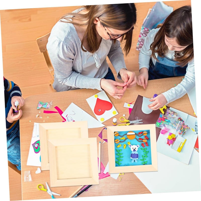 Cabilock Picture Frames 12X12Cm Wooden Clay Craft Frames for Artwork Display with Pine Wood Tabletop 5pcs for S Painting Projects - Image 5