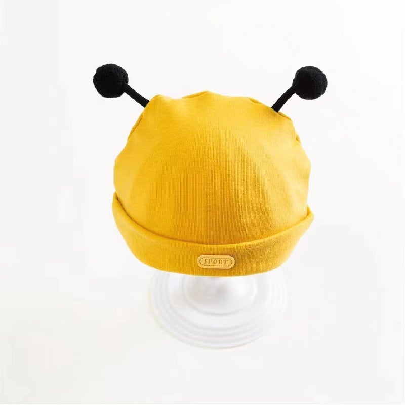 Soft Cotton Newborn Baby Unisex Caps Yellow  - Image 1