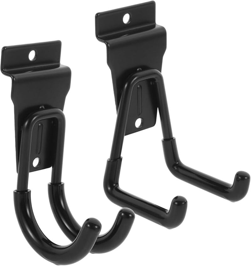 قطعتان من خطافات الحائط المعدنية الثقيلة باللون الأسود لتخزين أدوات المرآب مقاومة للصدأ - Image 1