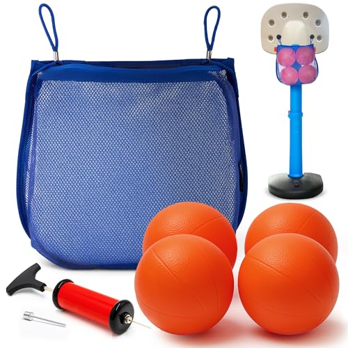 Galvanox Mini Rubber Basketballs with Pump 7 Inch Includes Mesh Storage Bag Designed for Little Tikes Basketball Hoop 4 Balls Orange Blue - Image 5