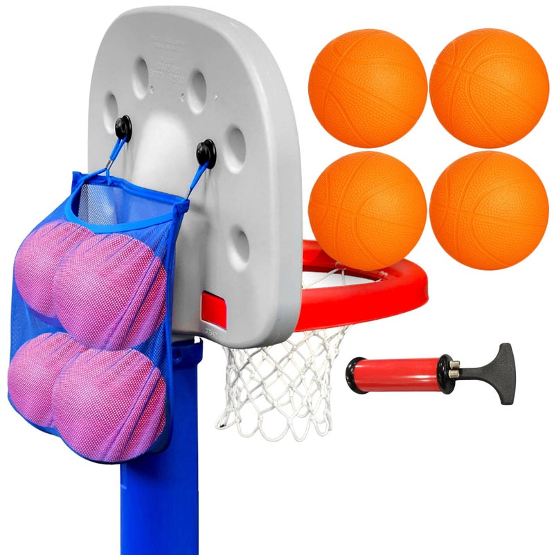 Galvanox Mini Rubber Basketballs with Pump 7 Inch Includes Mesh Storage Bag Designed for Little Tikes Basketball Hoop 4 Balls Orange Blue - Image 3