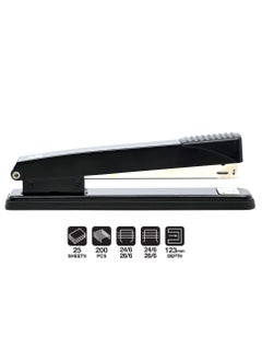 FIS FIS Metal Office Stapler with Max 200 Capacity Staple Pins, Full Strip No. 24/6&26/6 mm, depth 123 mm, 25 Sheets,Black -FSSFN76BK  - Image 1
