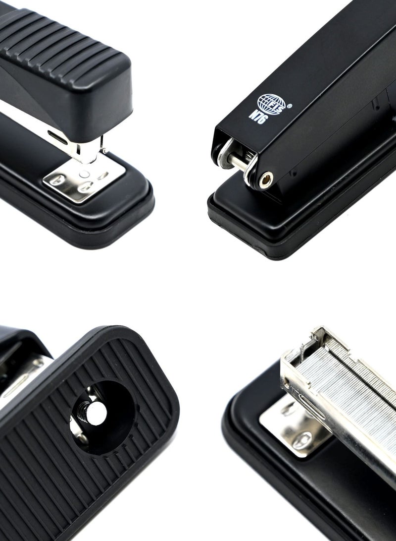 FIS Metal Office Stapler with Max 200 Capacity Staple Pins, Full Strip No. 24/6&26/6 mm, depth 123 mm, 25 Sheets,Black -FSSFN76BK - Image 3