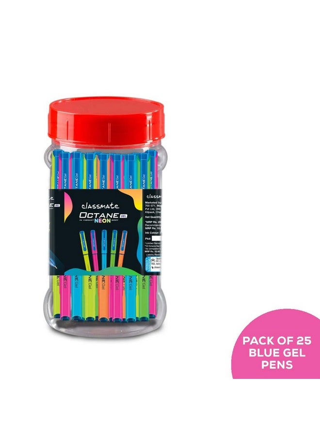 classmate Classmate Octane Neon- Blue Gel Pens (Pack of 5)|Smooth Writing Pens|Water-Proof Ink for Smudge-Free writing|Attractive Neon Body Colours|Preferred by Students for Exam & Class Notes  - Image 2