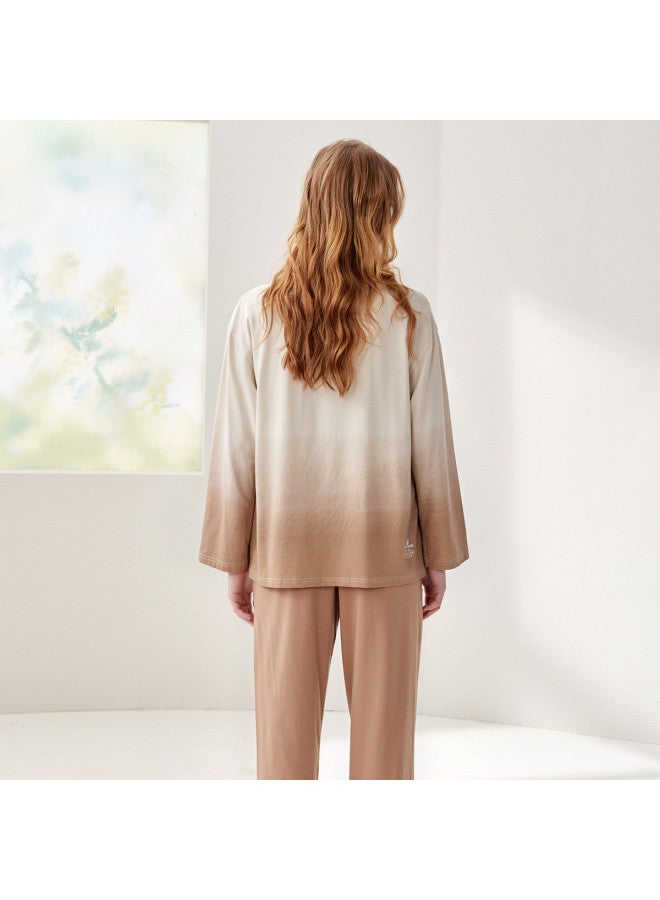 Fenton Fan Chengcheng's Choice】temperature-control Sleepwear 5a Antibacterial Round-neck Long-sleeve Pajama Set For Men & Women - Image 5