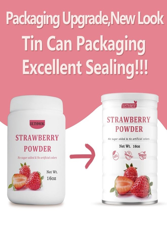 ULTHMOK Premium Freeze Dried Strawberry Powder 1LB /453g, 1 Ingredient,No Sugar Added,100% Natural Strawberry Powder for Baking,No Additives. - Image 2