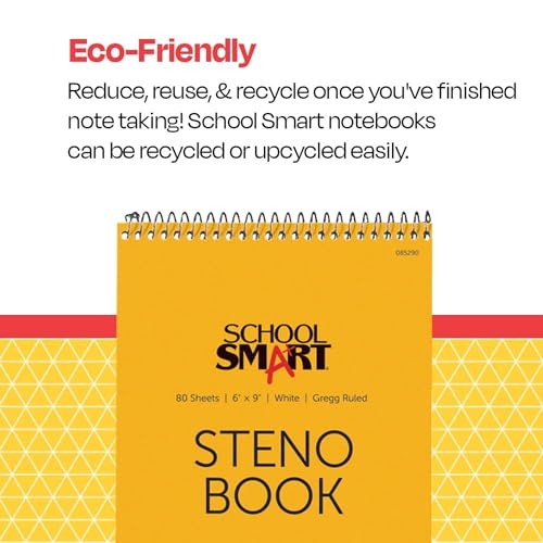 School Smart Gregg Ruled Steno Notebook, 6 X 9 in, 80 Sheets, White - Image 4