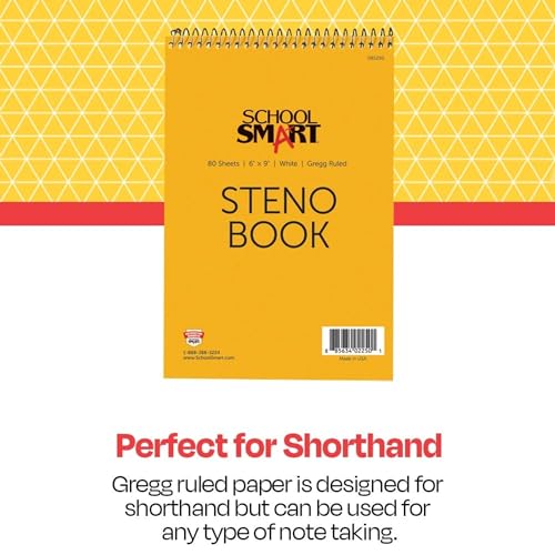 School Smart Gregg Ruled Steno Notebook, 6 X 9 in, 80 Sheets, White - Image 5