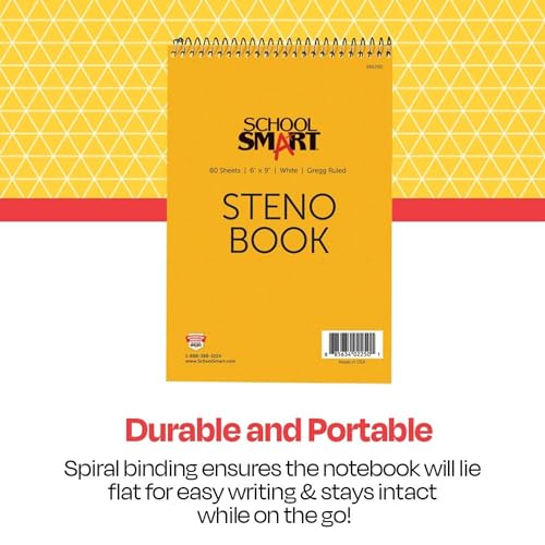 School Smart Gregg Ruled Steno Notebook, 6 X 9 in, 80 Sheets, White - Image 2