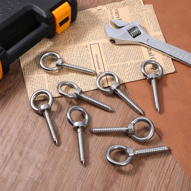 Set Of 2 M6 Stainless Steel Screw Eye Hooks For Swing Chair Indoor Outdoor Use - Image 3