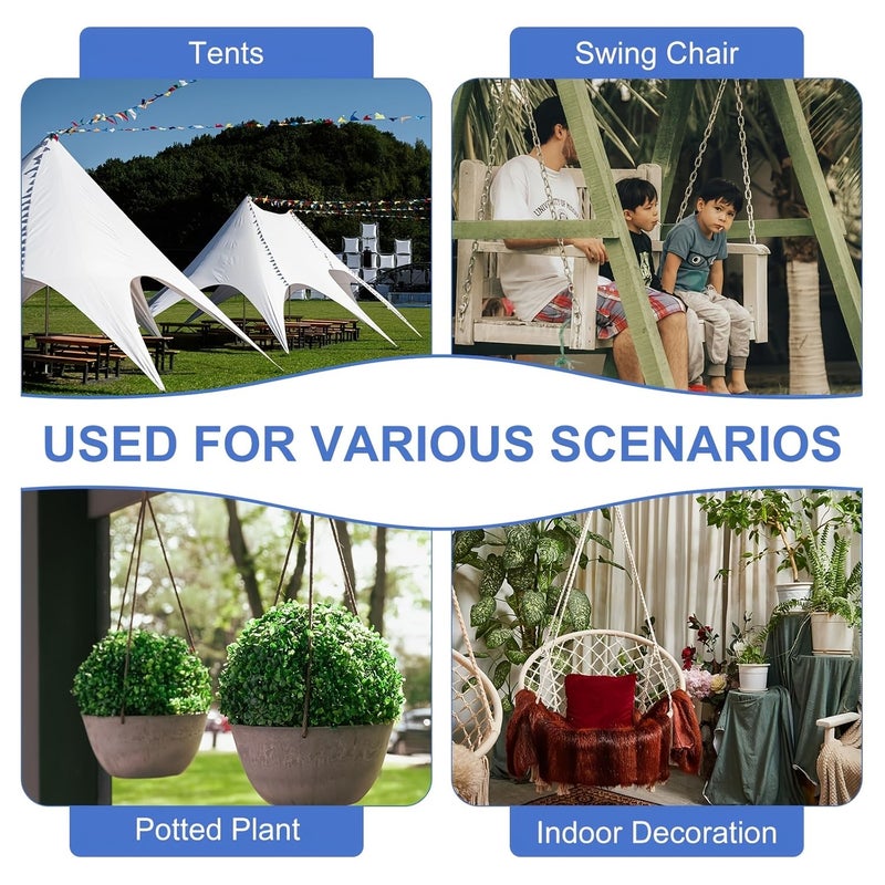 Set Of 2 M6 Stainless Steel Screw Eye Hooks For Swing Chair Indoor Outdoor Use - Image 2