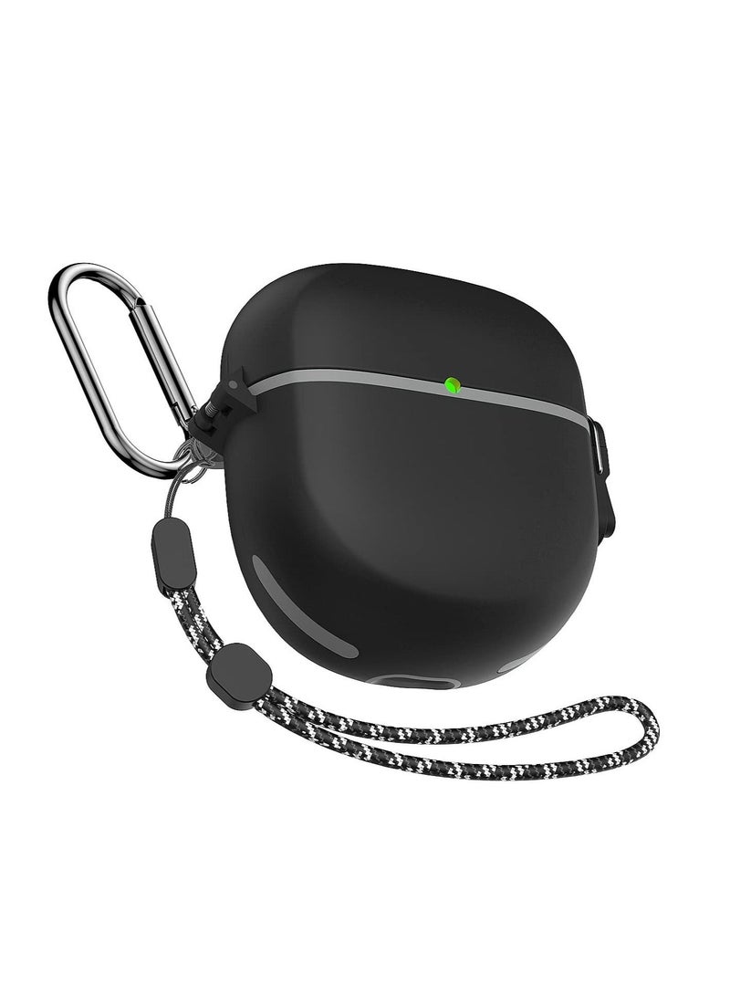 Captaintech Bose QuietComfort Earbuds II Case Cover with Secure Lock, Shockproof Protective Skin Sleeve for Bose QC Earbuds 2, Hard Case Silicone Cover with Lanyard and Keychain (Black) - Image 1