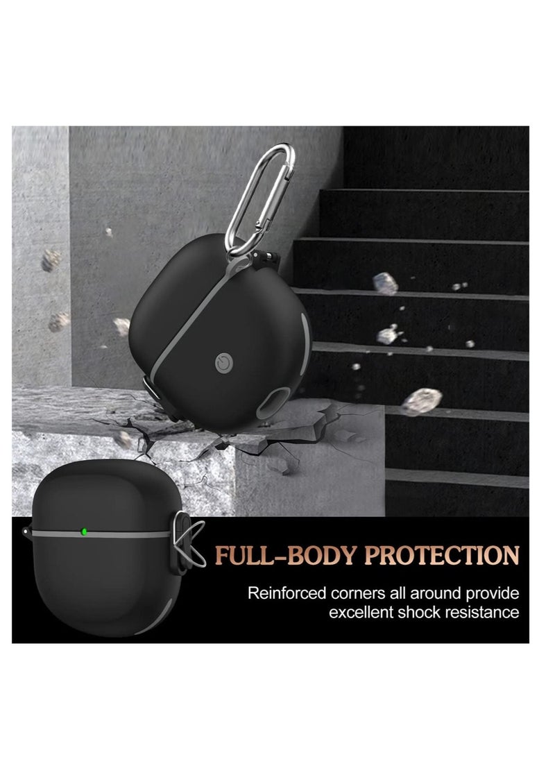 Captaintech Bose QuietComfort Earbuds II Case Cover with Secure Lock, Shockproof Protective Skin Sleeve for Bose QC Earbuds 2, Hard Case Silicone Cover with Lanyard and Keychain (Black) - Image 4
