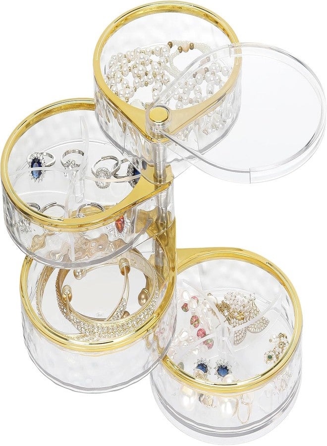 waqif Earring Organizer, Stackable 4-Layers Clear Jewelry Box with Lid, Stud Earring Organizer for Women Girls, Earring Box Display Holder for Earrings Ring Studs Bracelet Necklace Crafts - Image 1