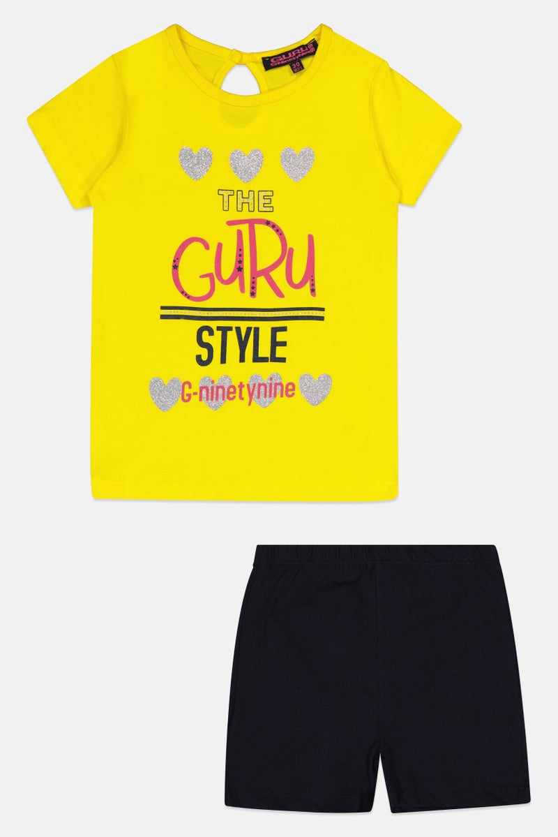 Guru 99 Toddlers Girl 2 Pieces Graphic Print Top And Bottom Set, Multicolor - Image 1