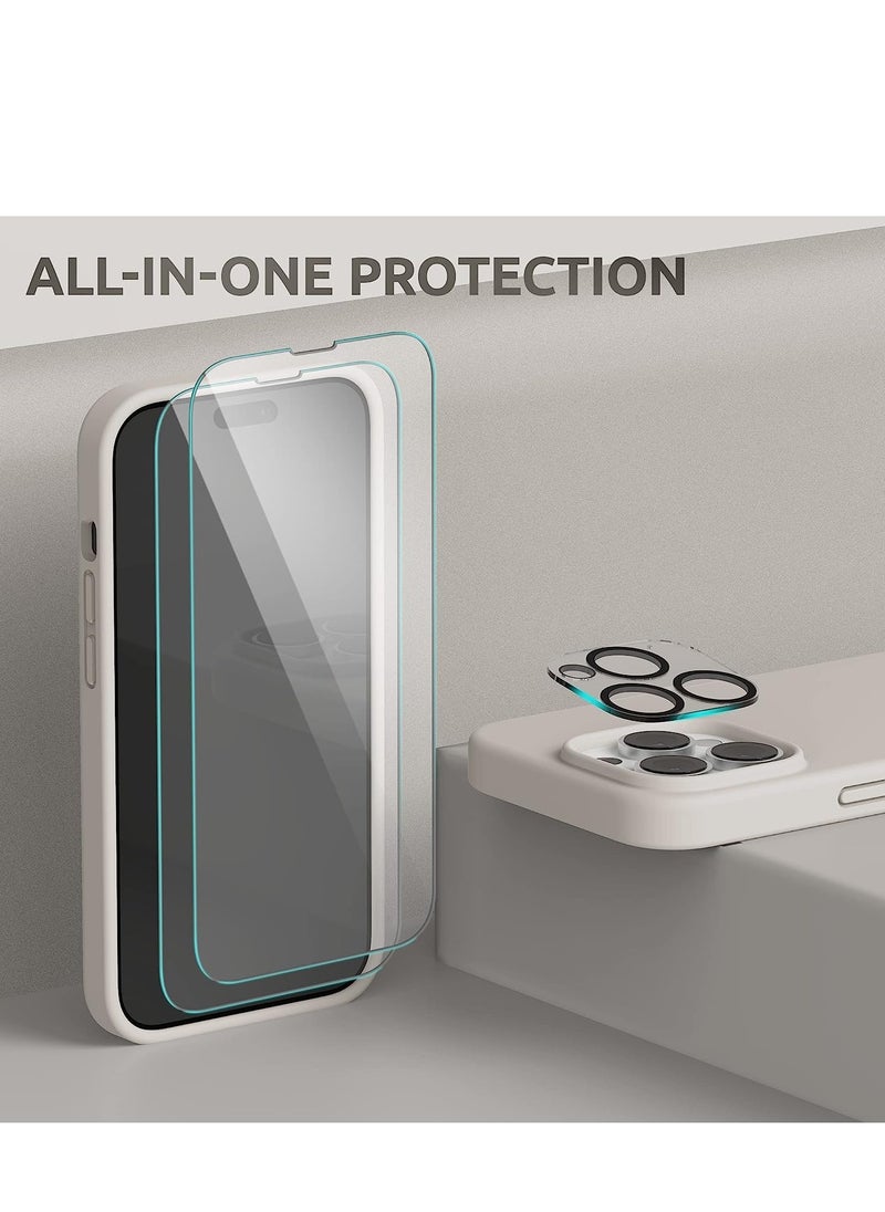 ELTRAZONE - (4 in 1 iPhone 14 Pro MAX Case (6.7 inch 2022), Compatible with Mag Safe  with 2 Screen Protector + 1 Camera Protector Silicone Case for iPhone 14 Pro MAX (Stone) - Image 1