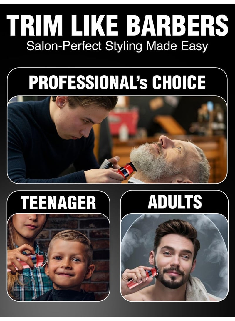 VGR V‑987 Professional Hair Trimmer – Red Edition With Digital Display & Powerful Performance Red - Image 2