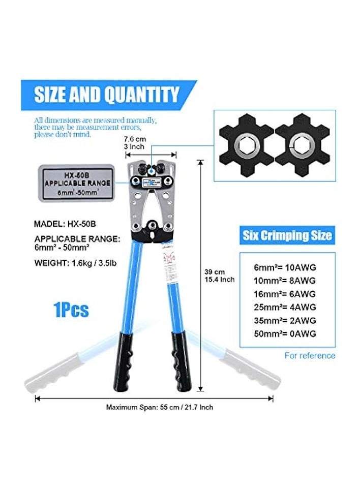 بروماس قطعتان من أداة تجعيد طرفية مكشكشة الأسلاك، زرادية كهربائية بسقاطة Cu/Al مع قاطع كابل لـ 10، 8، 6، 4، 2، 1/0 AWG قطع كابل الأسلاك والتجعيد - Image 2