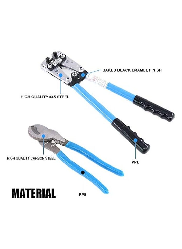 بروماس قطعتان من أداة تجعيد طرفية مكشكشة الأسلاك، زرادية كهربائية بسقاطة Cu/Al مع قاطع كابل لـ 10، 8، 6، 4، 2، 1/0 AWG قطع كابل الأسلاك والتجعيد - Image 4