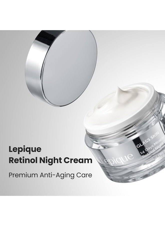 Lepique كريم الليل المعجزة ريتينول 14 يوم من GLASS SKIN 1.69 أونصة - العناية بالبشرة الكورية ريتينول للوجه والرقبة - كولاجين، سنتيلا - كريم مضاد للشيخوخة، مرطب للوجه (بدون رائحة، مع ملعقة) - Image 3