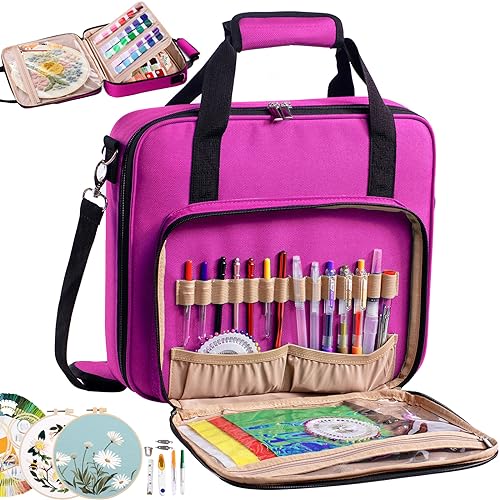 MYBAGZING Large Embroidery Project Bag Cross Stitch Supplies Organizer Embroidery Kits Bag Storage Organizer for Floss Loops - Image 1