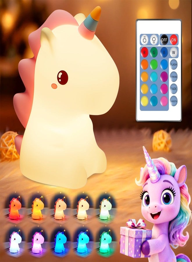 Mubarek Unicorn Night Light for Kids,ãâ‚¬Â16 Colorsãâ‚¬â€˜ Kids Night Light Cute Lamps, Remote&Tap Night Lights for Kids Room, Dimmable Baby Night Light for Girls, 100% Safe Cute Baby Night Light,Unicorn Gifts - Image 1