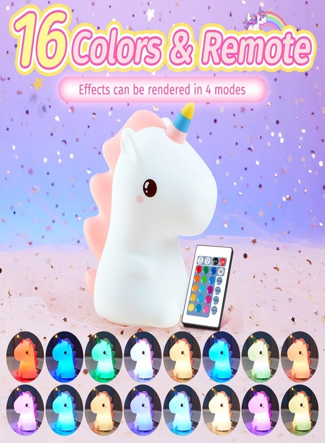 Mubarek Unicorn Night Light for Kids,ãâ‚¬Â16 Colorsãâ‚¬â€˜ Kids Night Light Cute Lamps, Remote&Tap Night Lights for Kids Room, Dimmable Baby Night Light for Girls, 100% Safe Cute Baby Night Light,Unicorn Gifts - Image 2