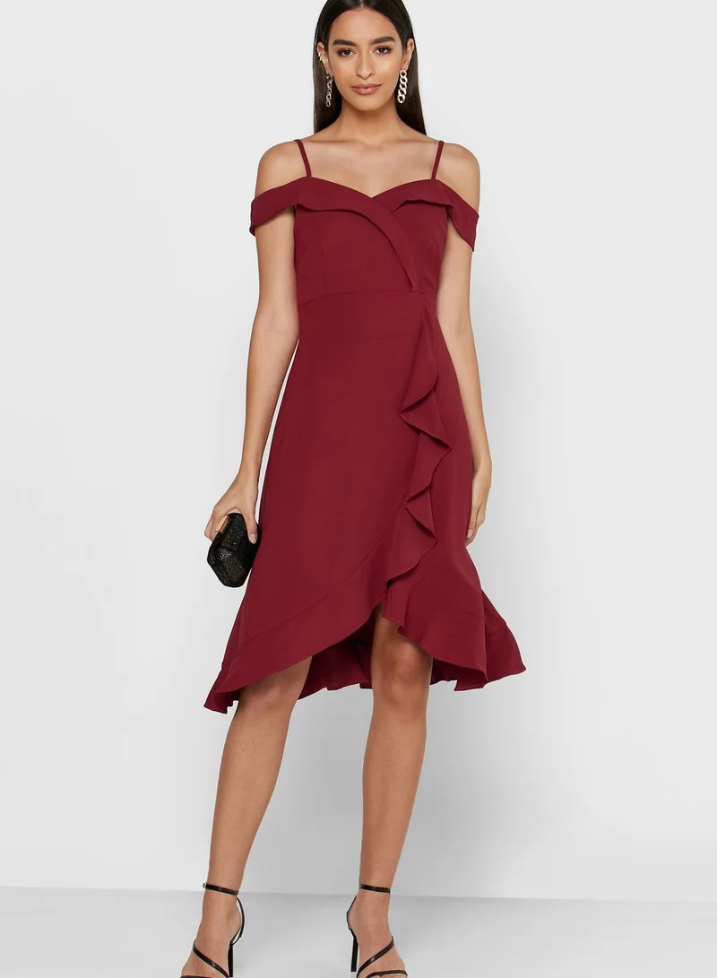 ELLA Ruffle Cold Shoulder Mini Dress