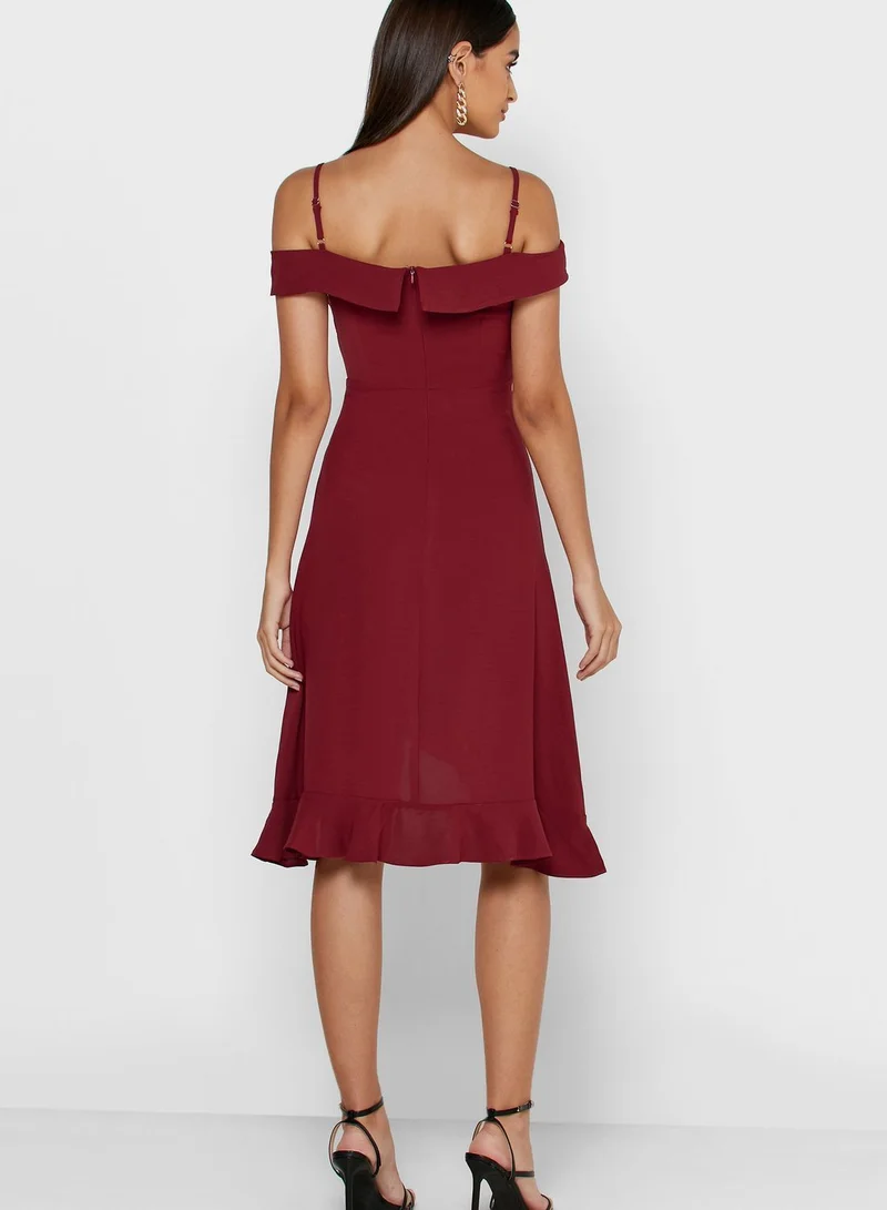 ELLA Ruffle Cold Shoulder Mini Dress