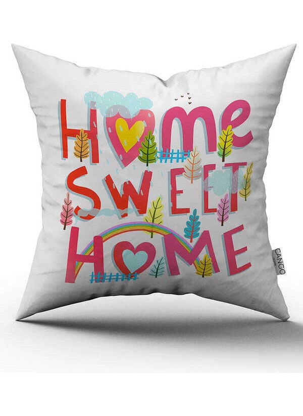 Cango Home - Double Sided White Multicolor Home Sweet Home Digital Print Throw Pillow Pillow Case - CGH454-CT - Image 1