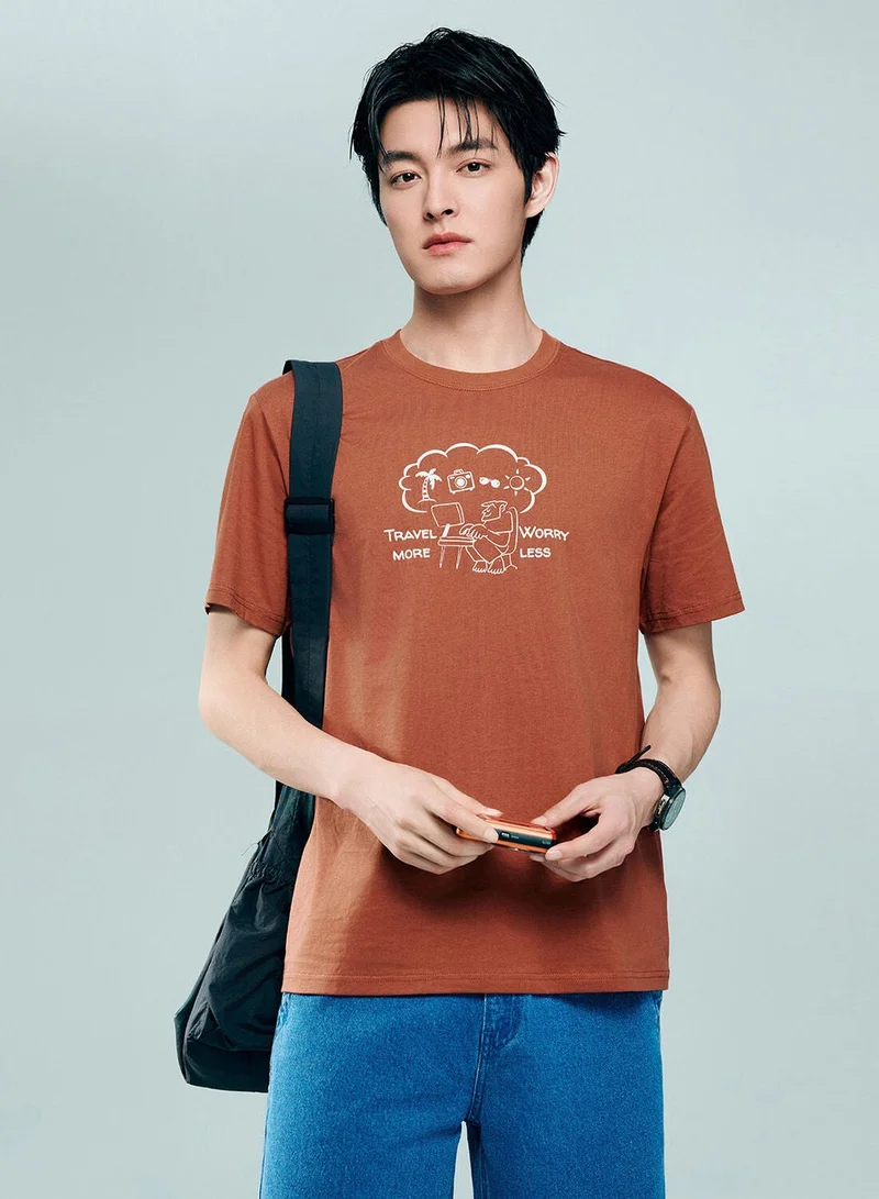 GIORDANO  Men's Crew neck Short Sleeve Print Tee | Online Exclusive for Men | Best Price UAE