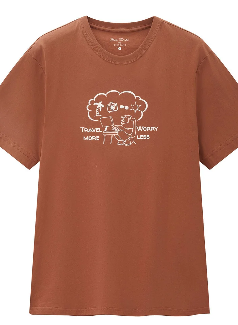 GIORDANO  Men's Crew neck Short Sleeve Print Tee | Online Exclusive for Men | Best Price UAE