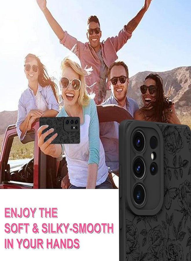 OOK Compatible with Samsung Galaxy S25 Ultra Case, Silicone Black Flowers Butterfly Cute Pattern, TPU Camera Protection Soft Slim Shockproof Phone Cover for Women Girls- Black Rose Butterfly - Image 5