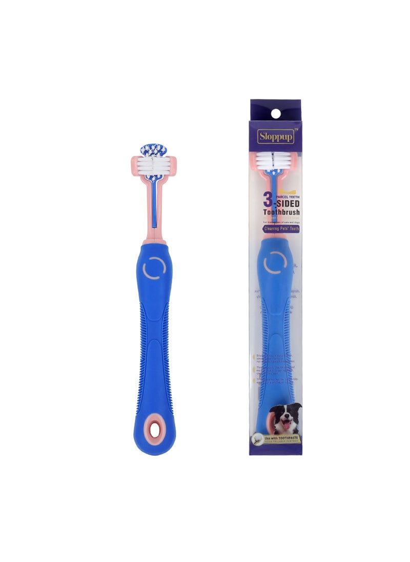 Generic 3-headed Pet Toothbrush Dog Cat Teeth Cleaning Supplies Oral Care Purple Pink Blue Green Plastic Toothbrush All Blue 