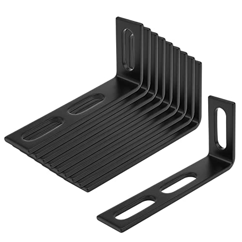 OTTFF 10 Pack 4-1/4" x 2" Black Slightly Adjustable L Bracket with 3 Slot, Right Angle Corner Brace, Steel - Image 3