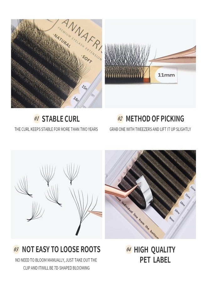 ANNAFRIS 7D Premade Fan W Shape Eyelash Extensions 0.07 C Curl 9-13mm Mix Volume Self Fanning False Lashes Makeup Supplies Professional Use Lash Extension(0.07 C, 9-13mm Mix) - Image 2