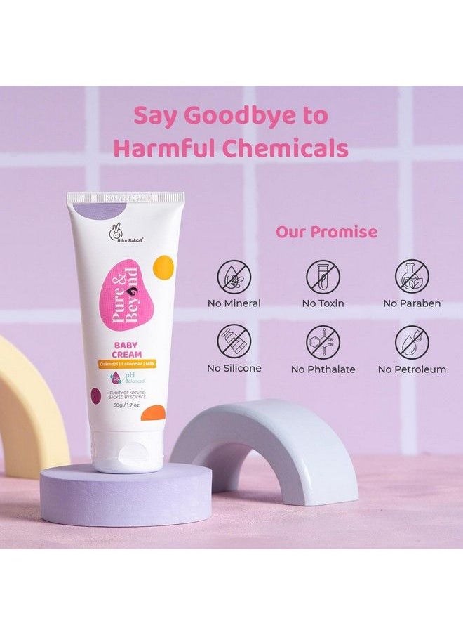 R for Rabbit - Baby Cream 50 Gms Pure & Beyond For Kids Face & Skin Oatmeal Lavender & Milk Moisturizer - Image 1