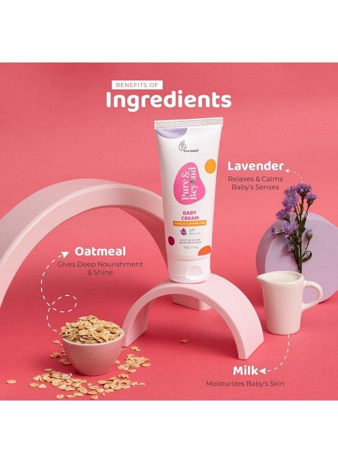 R for Rabbit - Baby Cream 50 Gms Pure & Beyond For Kids Face & Skin Oatmeal Lavender & Milk Moisturizer - Image 1