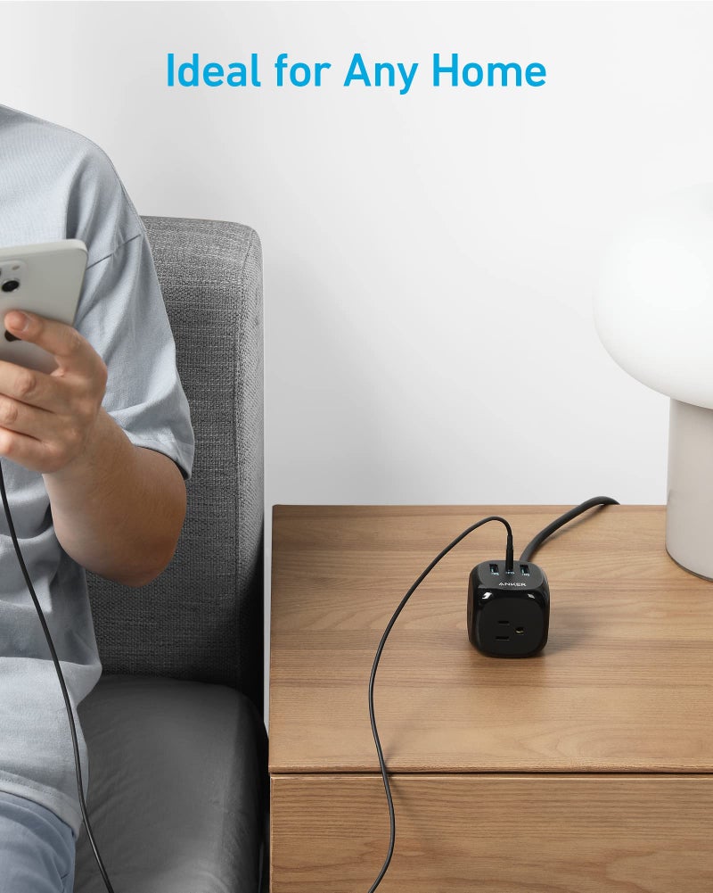 Anker 20W USB C Power Strip, 321 Power Strip with 3 Outlets and USB C Charging for iPhone 15/15 Plus/15 Pro/15 Pro Max (Black, 10FT) - Image 4