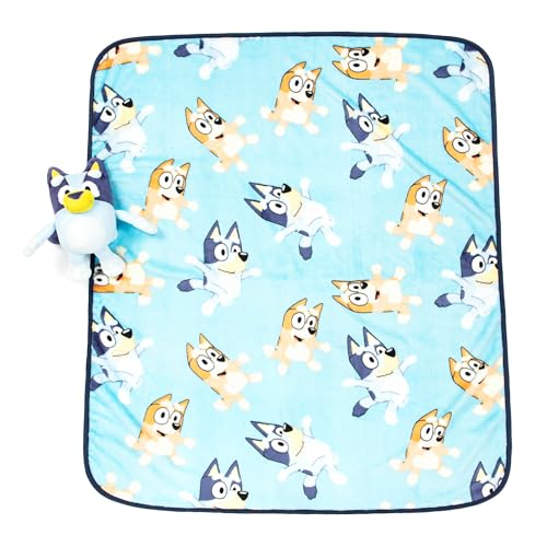 Jay Franco Bluey Plush Mini Pillow Buddy & 40 x 50 Inch Travel Throw Set - Kids Super Soft 2 Piece Blanket Set - Image 2