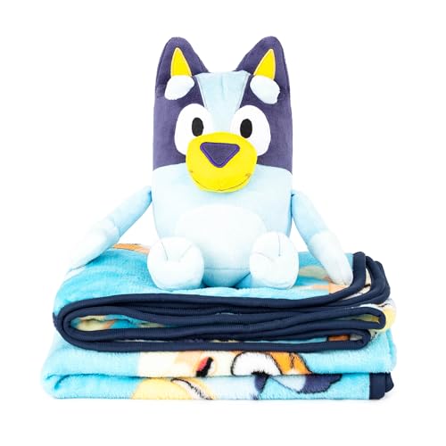 Jay Franco Bluey Plush Mini Pillow Buddy & 40 x 50 Inch Travel Throw Set - Kids Super Soft 2 Piece Blanket Set - Image 3