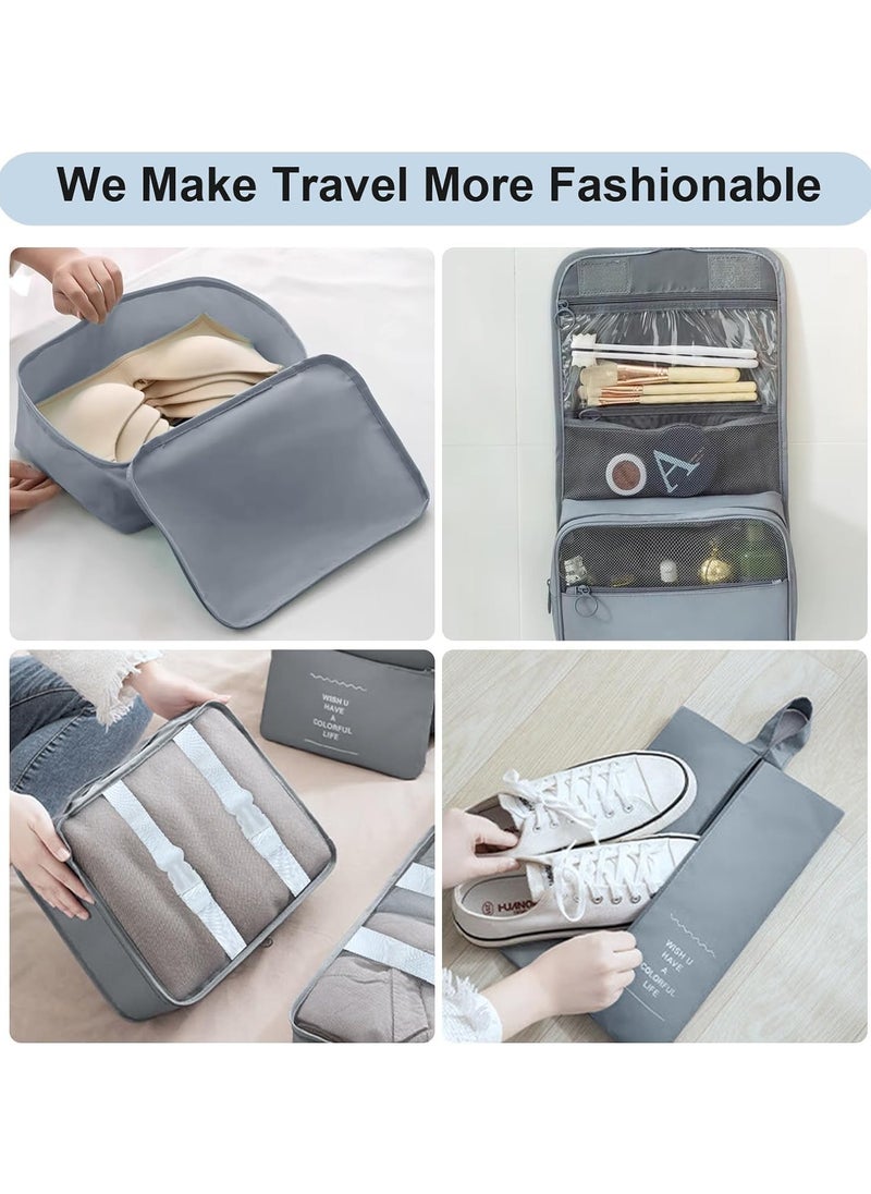 Generic 11 PCS Travel Packing Cubes for Suitcases, Luggage Organizer Bags for Carry On, Travel Bags Organizer for Luggage, Must Have Travel Essentials for Women and Men (Grey)  - Image 5